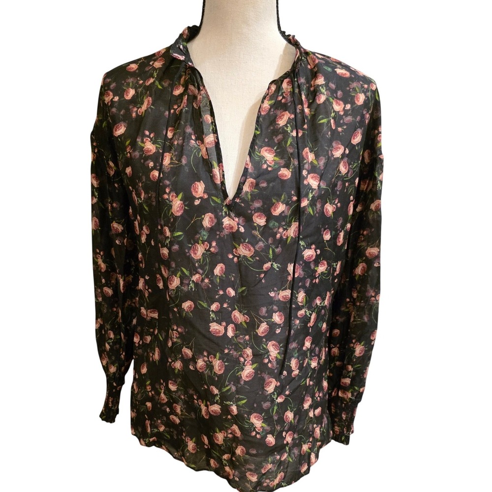 Alice+Olivia Silk Blend Floral Blouse Romantic Whimsygoth Rose XS CC508P13048